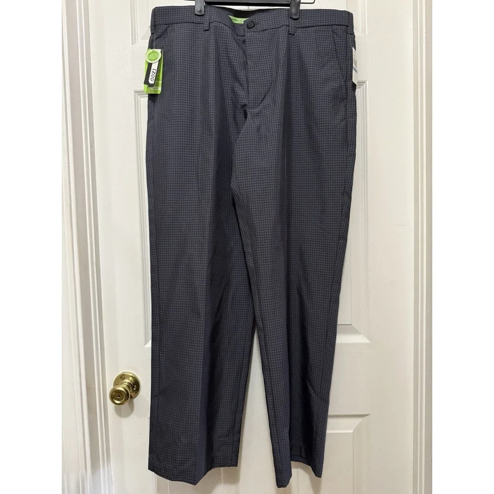Izod PerformX Men's Golf Pants‎ 36x30 Gray Black Print Flat Front Stretch NWT